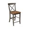 International Concepts Round 36 in Rd Extension Dining table, 4 x-back counterHt stools, Hickory/Coal, 36 W, 48 L, 36.1 in H K45-36RXT-27-S6132-4 - alternate 3